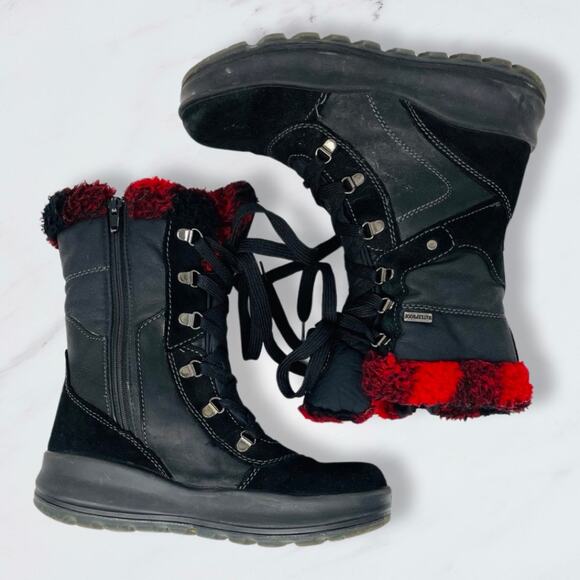 Alpine Design Shoes - Alpine Design Sofia Black Leather Sherpa Waterproof Boots Women's 6 Very Good